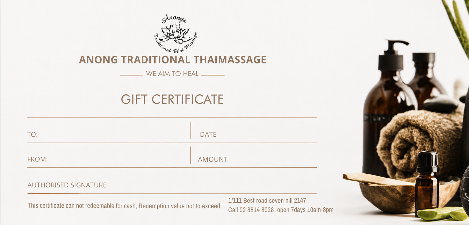 Anong Traditional Thai Massage Gift Voucher
